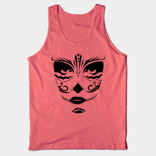 Sugar Skull Woman Face Tank Top by BlackPawCanvas